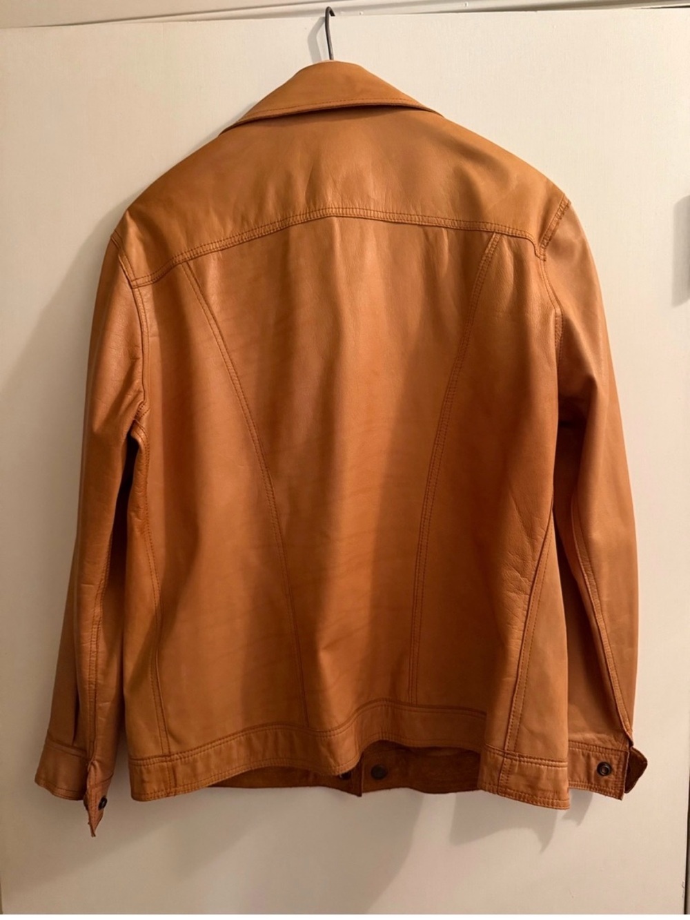 Men's Tan Leather Trucker Jacket reversible. AMAZING!!! - Picture 2 of 8